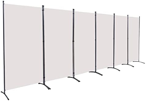 6 Panel Folding Room Divider,204" W x 71.3" H Portable Privacy Screen,Beige by JVVMNJLK