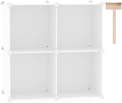 C&AHOME Plastic Cube Storage Organizer, 4-Cube Shelves Units, Milky by CAHOME