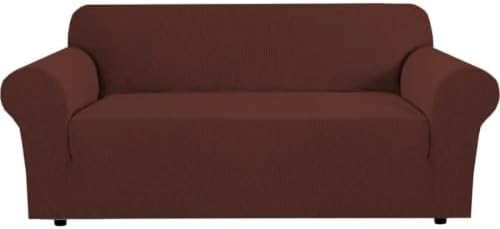 H.VERSAILTEX Stretch Couch Covers for Sofa 1 Piece Slipcovers for Couches and Sofas 3 Seater Couch Cover Feature Thick Checked Jacquard Fabric with Elastic Bottom(Sofa 72"-88" Wide, Burnt Brick) by HVERSAILTEX