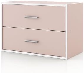 Homes: Inside + Out Apexa 2-Drawer Wooden Stackable Storage Drawers, Small Food Pantry Cabinet, Cajonera De Madera, Underbed Drawer Dorm Teen Room Decor & Bedroom, Home Office, Kitchen, Light Pink by HOMESInsideOut
