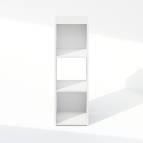 Furinno PELLI Book Shelf, 3-Cube Bookshelf, Cube Storage Organizer Bookcase, 11.7 x 12.1 x 35.4, for Living Room, Bedroom, Home Office, White - Image 4