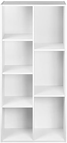Amazon Basics 7 Cube Organizer Bookcase, Storage Shelf for Home and Office, Display Storage Organizer, Sturdy with Easy Assembly, 9.25"D x 19.49"W x 41.73"H, White - Image 4