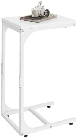 WLIVE C Shaped End Table TV Tray Slide Under Couch Side Table White by WLIVE