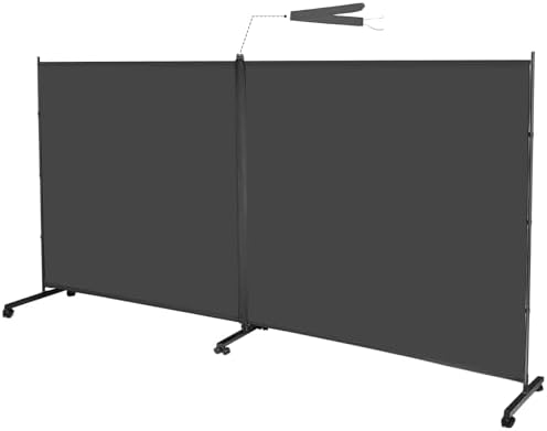 MAYOLIAH 2 Large Panels Room Divider on Lockable Wheels, 142" Wx75 Hx20”D - Image 2