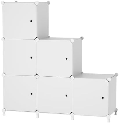 6Cube Storage Organizer Modular Stackable with Doors White by ATTDETJLbyATTDETJLHOME