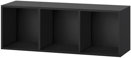 IOTXY DIY Modular Cubby Bookcase - Stackable 3-Cube Open Bookshelf, Black by IOTXY
