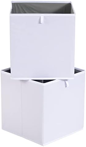 Amazon Basics Collapsible Cube Storage Organizer Bins, Closet Organizer Baskets for Shelves, Space-Saving, White, 13" x 15" x 13", 6-Pack - Image 2