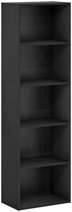 Furinno LUDER Book Shelf, 5-Tier Bookshelf, Bookcase with Open Shelves, 9.4 x 15.8 x 52, Easy Assembly, for Living Room, Bedroom, Home Office, Blackwood - Image 6