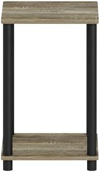 Furinno Modern Toolless 2-Tier Square Side Table, Open Shelf, Grey Oak - Image 6