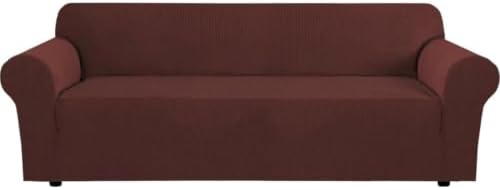 H.VERSAILTEX Stretch Sofa Covers for 3 Cushion Couch Covers Sofa Slipcovers for Living Room Feature Thick Checked Jacquard Fabric with Elastic Bottom(X-Large Sofa 101"-110" Wide, Burnt Brick) by HVERSAILTEX