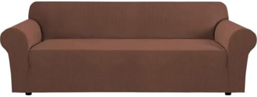 H.VERSAILTEX Stretch Sofa Covers for 3 Cushion Couch Covers Sofa Slipcovers for Living Room Feature Thick Checked Jacquard Fabric with Elastic Bottom, Sofa X-Large - Caramel by HVERSAILTEX