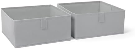 RiverRidge Folding Storage Bins - 2-pack of 5in Tall Gray Cubes by RiverRidgeHome