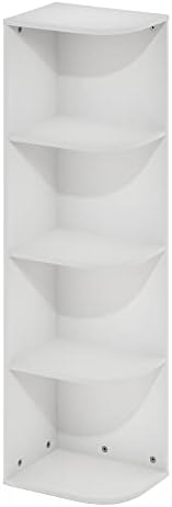 Furinno Pasir 4-Tier Corner Open Shelf Bookcase, White - Image 6