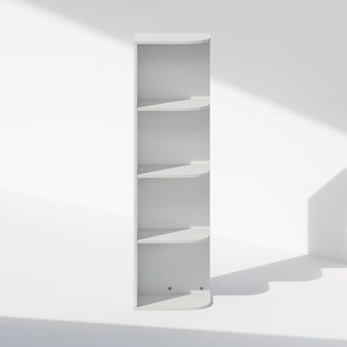 Furinno Reed Corner Shelf, 4-Tier Corner Bookshelf, Book Shelf, Corner Shelves, Storage Rack, for Organization and Storage, Home Office, Living Room, White - Image 6