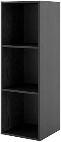 Homes: Inside + Out Apexa 3-Cube Storage Organizer Shelves, Stackable Wood Bookcase Fits Cubby Bins for Organization, Dorm Teen Room Decor & Home Office, Black by HOMESInsideOut