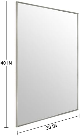 Bathroom Mirror for Wall, 40x30 Inch Framed Vanity Mirror Brushed Nickel - Image 4