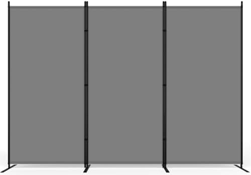 AKTOP 3 Panel Room Divider, 103" W x 70" H Folding Privacy Screen, Grey - Image 4