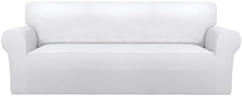 PureFit Stretch Oversized Couch Covers Fleece Sofa Slipcovers White by PureFit
