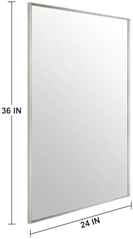 Bathroom Mirror for Wall, 36x24 Inch Framed Vanity Mirror Brushed Nickel - Image 5
