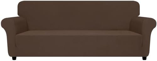 ZNSAYOTX Oversized Super Stretch Couch Cover (92"-115"), New Striped Sofa Covers Comfortable & Durable, Dog Cat Pets Friendly Extra Large Spandex Sofa Slipcovers (Coffee, XL Sofa) by ZNSAYOTX