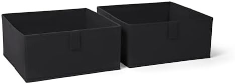 RiverRidge Folding Storage Bins - 2-pack of 5in Tall Black Cubes by RiverRidgeHome