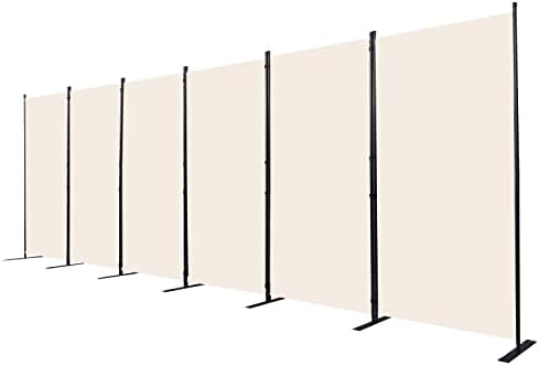 Room Divider, 6 Panel Folding Privacy Screens with Wider Feet, Beige by CHOSENM