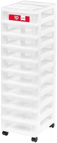 IRIS USA 10-Drawer Rolling Storage Cart, White/Clear by IRISUSA
