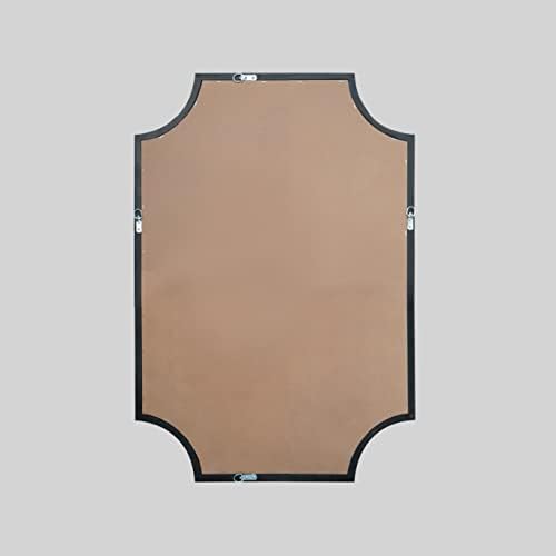 WallBeyond 20" x 30" Full Scalloped Corners Arch Rectangle Wall Mirror with Wood Frame for Entryway, Living Room or Bedroom Home Decor - Light Woodgrain [20" x 30" Black] - Image 5