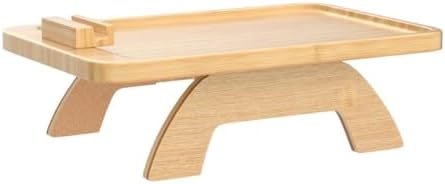 SINWANT Couch Arm Tray,Bamboo Sofa Clip on Side Table,Foldable Couch Armrest Table with 360°Rotating Phone Holder,Anti Slip Food Trays for Eating/Drinks/Snacks/Remotes 15.35" x 9.85" - Image 4