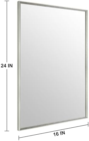 Bathroom Mirror for Wall, 24x16 Inch Framed Vanity Mirror Brushed Nickel - Image 4
