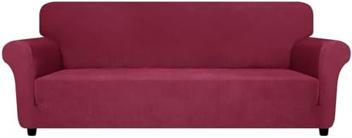 ZNSAYOTX Oversized Super Stretch Couch Cover (92"-115"), New Universal Sofa Covers Comfortable & Durable, Dog Cat Pets Friendly Extra Large Spandex Sofa Slipcovers (Wine Red, XL Sofa) by ZNSAYOTX