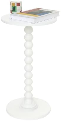 Fultyle Round Side Table, Small Drink Table for Small Spaces, Modern Accent End Table Nightstand with Solid Wood Leg for Living Room, Bedroom, Corners, and Office (White) by Fultyle