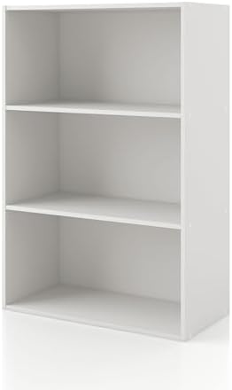 Homes: Inside + Out Apexa 3-Tier Cube Storage Organizer Shelves, Stackable Wood Bookcase Fits Cubby Bins for Organization, Dorm Teen Room Decor & Home Office, White by HOMESInsideOut