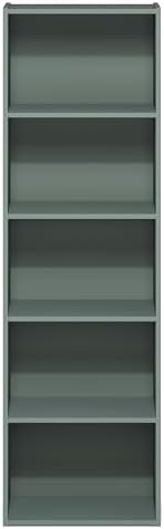 Furinno LUDER Book Shelf, 5-Tier Bookshelf, Bookcase with Open Shelves, 9.4 x 15.8 x 52, Easy Assembly, for Living Room, Bedroom, Home Office, Sage Green - Image 7