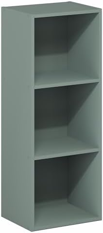 Furinno LUDER Book Shelf, 3-Cube Bookshelf, Bookcase with Open Shelves, 9.3 x 12 x 31.5, Easy Assembly, for Living Room, Bedroom, Home Office, Sage Green - Image 6