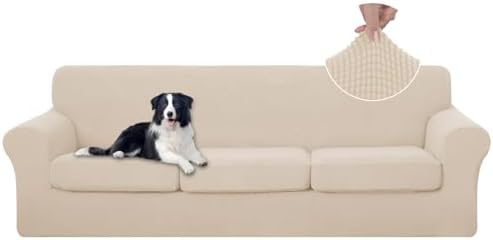 U-NICE HOME 4 Pieces Oversized Stretch Couch Cover Slipcover, Beige by U-NICEHOME