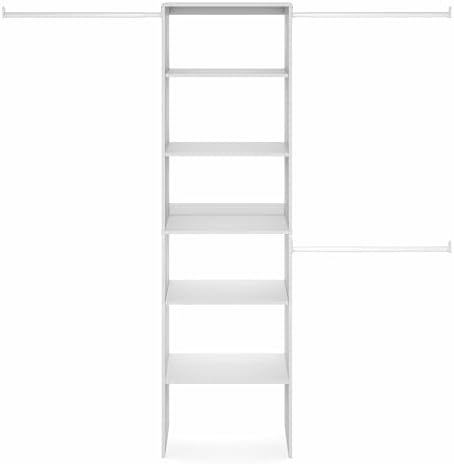 Furinno FANO Closet Organizers and Storage, 5-Tier Wide Closet Storage Organizer with 3 Hanging Bars and Adjustable Shelf, Wardrobe Closet Shelf Tower, 14.8 x 23.6 x 82.1 for Bedroom, White - Image 6