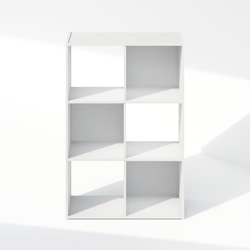 Furinno PELLI Book Shelf, 6-Cube Bookshelf, Cube Storage Organizer Bookcase, 11.7 x 23.7 x 35.4, for Living Room, Bedroom, Home Office, White - Image 4