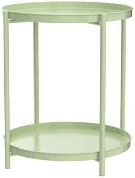 EKNITEY 2 Tier End Table - Metal Side Table with Removable Tray(Atrovirens) - Image 5