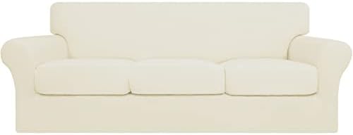 Easy-Going 4 Pieces Stretch Sofa Cover for 3 Cushion Couch Washable by Easy-Going