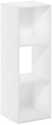 Furinno PELLI Book Shelf, 3-Cube Bookshelf with Open & Closed Back Cubes, 3 x 1 Storage Organizer Cabinet, 11.6 x 12.2 x 35.9, for Living Room, Bedroom, Home Office, White - Image 6