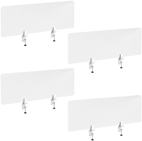 Desk Divider 4 Pcs Desk Privacy Panel 47.2''L x 15.8W'' Office Partitions Frosted Acrylic Panel Pack of 4 Desk Divider Partition with Adjustable Universal Base by Yeaborn