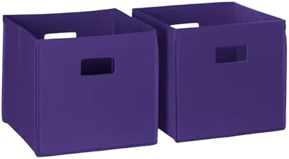 RiverRidge Folding Storage Bins - 2-pack of 10in Tall Dark Purple Cubes by RiverRidgeHome