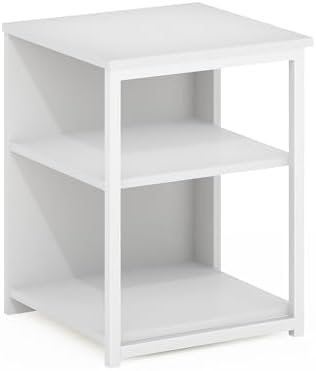 Furinno CAMNUS Side Table, 2-Tier Modern Metal Frame End Table with Open Shelf, Night Stand, Bedside Table, for Living Room, Bedroom, White - Image 5