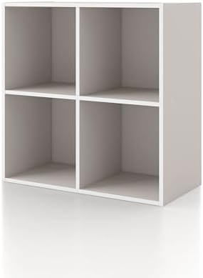 Homes: Inside + Out Apexa 4-Cube Storage Organizer Shelves, Stackable Wood Bookcase Fits Cubby Bins for Organization, Dorm Teen Room Decor & Home Office, Taupe Grey by HOMESInsideOut