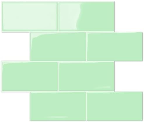 STICKGOO 10-Sheet Backsplash Peel and Stick Subway Tile, Self Adhesive Vinyl Wall Tiles, Stick on Backsplash for Kitchen and Bathroom(Thicker Design, Light Sage) by STICKGOO