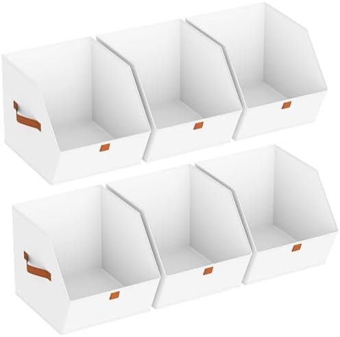 Homsorout Fabric Closet Storage Cubes - 6 Pack Square Storage Bins with Dual Handles for Clothes, Towels, Toys, Cube Storage Organizers for Bedroom, Nursery, Shelves, Closet, Small Spaces, White by Homsorout