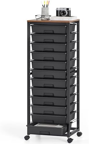 SYKIARIOL Rolling Cart with 12 Drawers,Black by SYKIARIOL