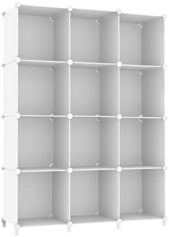 AWTATOS 12 Cube Storage Organizer, Closet Organizer Storage Shelves, White by AWTATOS