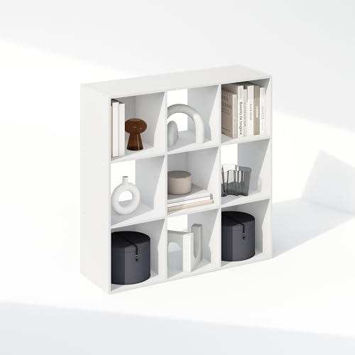 Furinno PELLI Book Shelf, 9-Cube Bookshelf, 3x3 Cube Storage Organizer Bookcase, 11.7 x 35.3 x 35.4, for Living Room, Bedroom, Home Office, White - Image 5